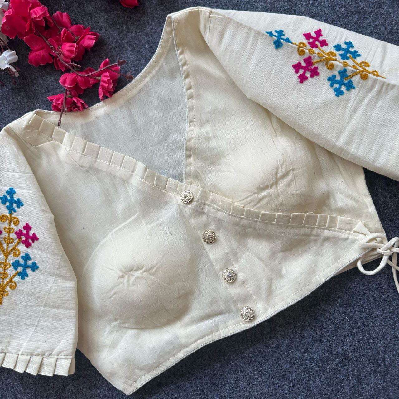 Designer Khadi Cotton Angrakha Style Blouse